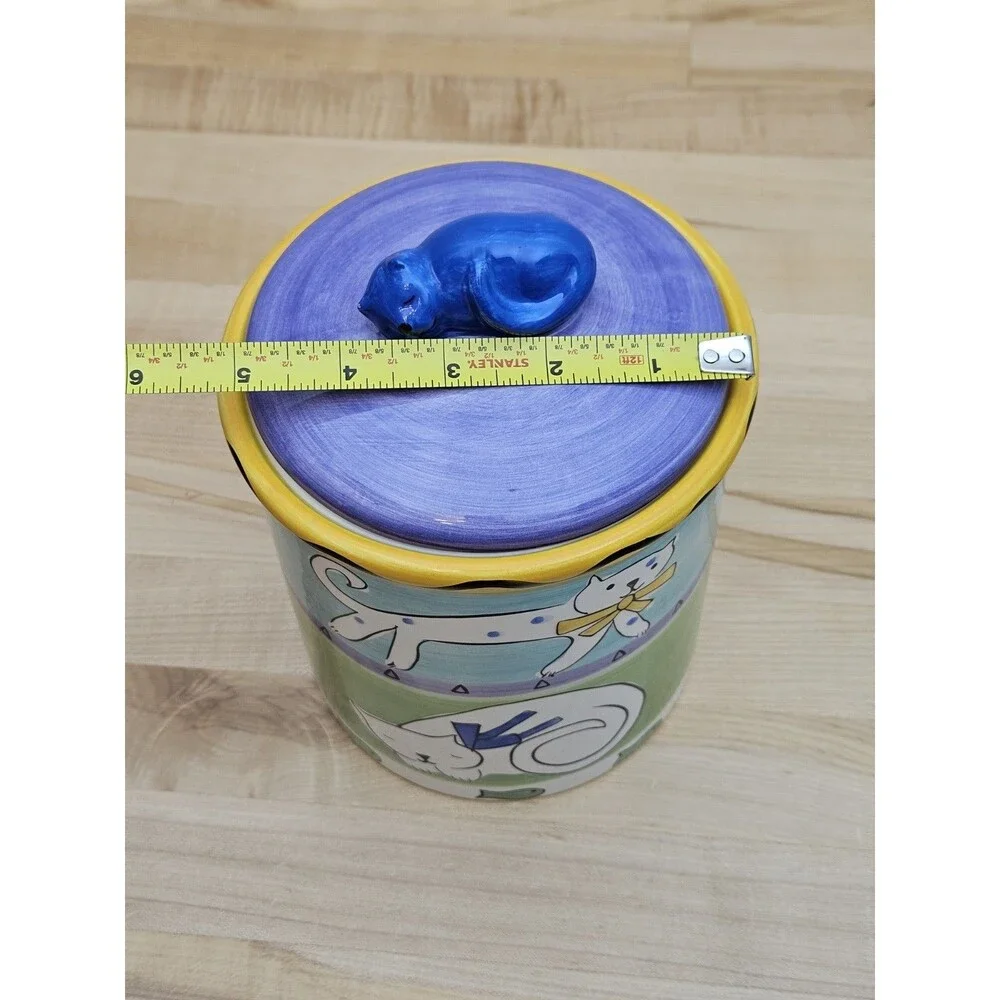 Trish Richman At Home Cat Good Kitty Ceramic Treat Canister Jar Hand Painted - Picture 7 of 8
